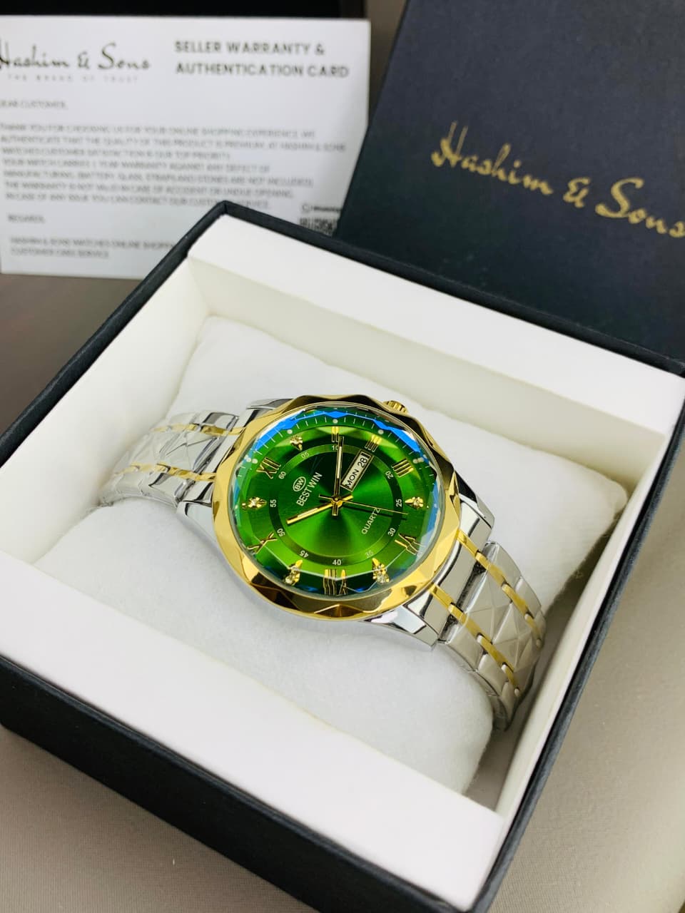 BW Ceramic Day & Date Watch (Two Tone Green)