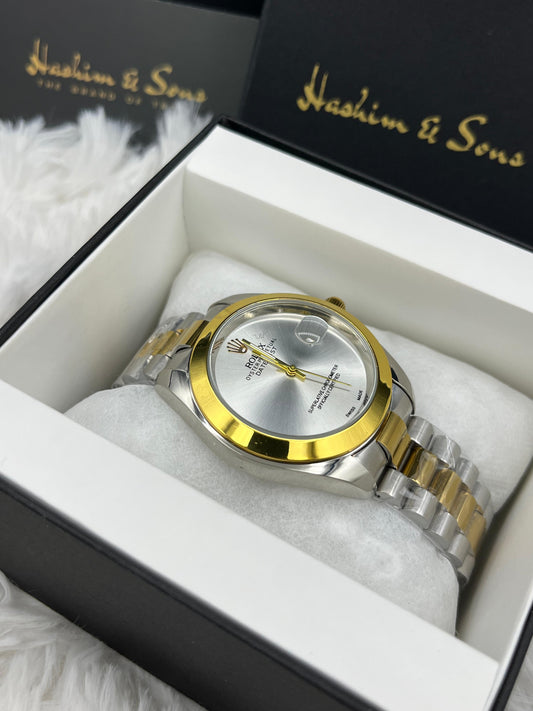 New Plain Dial Watch (Two Tone White)