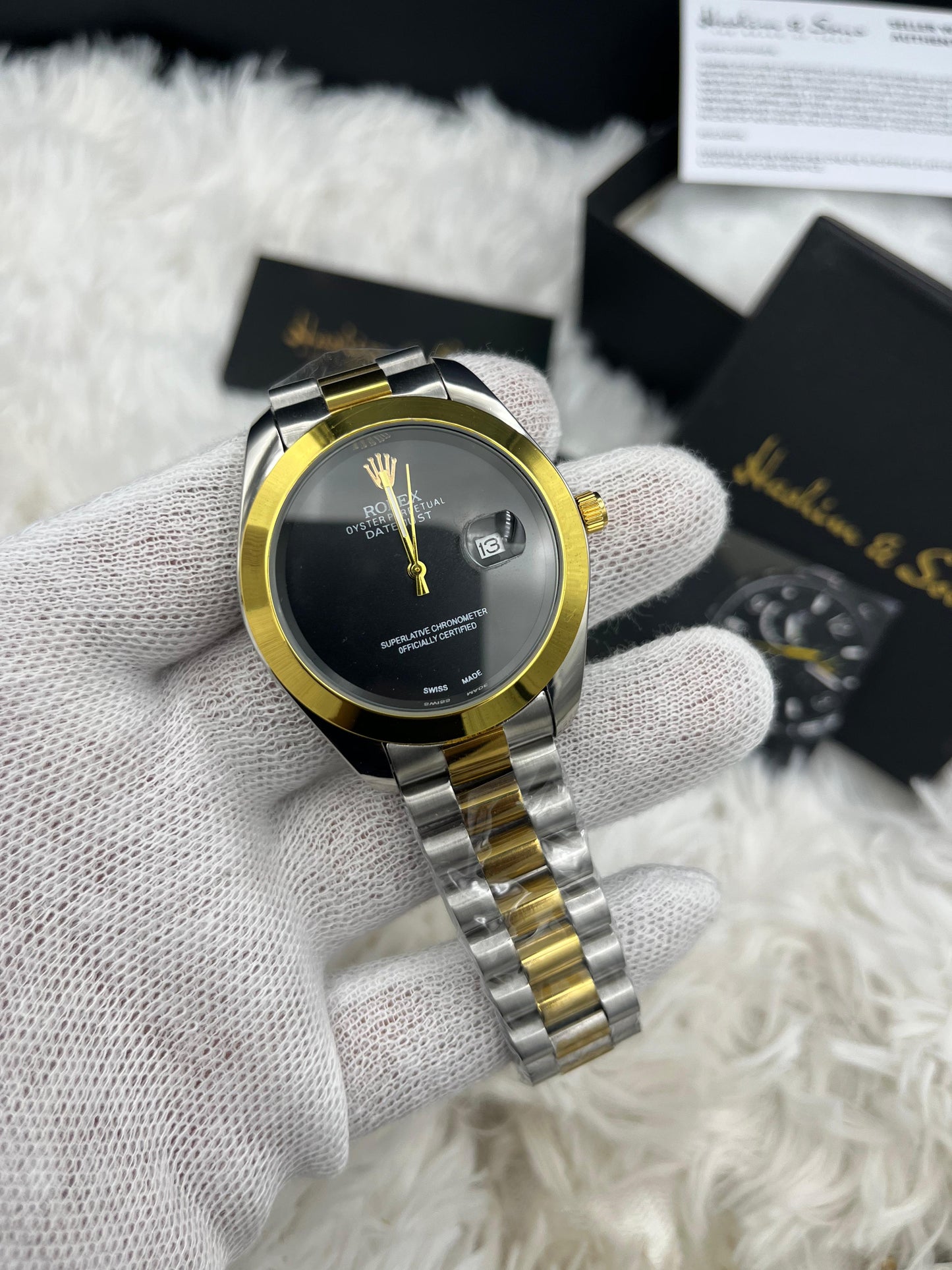 New Plain Dial Watch (Two Tone Black)