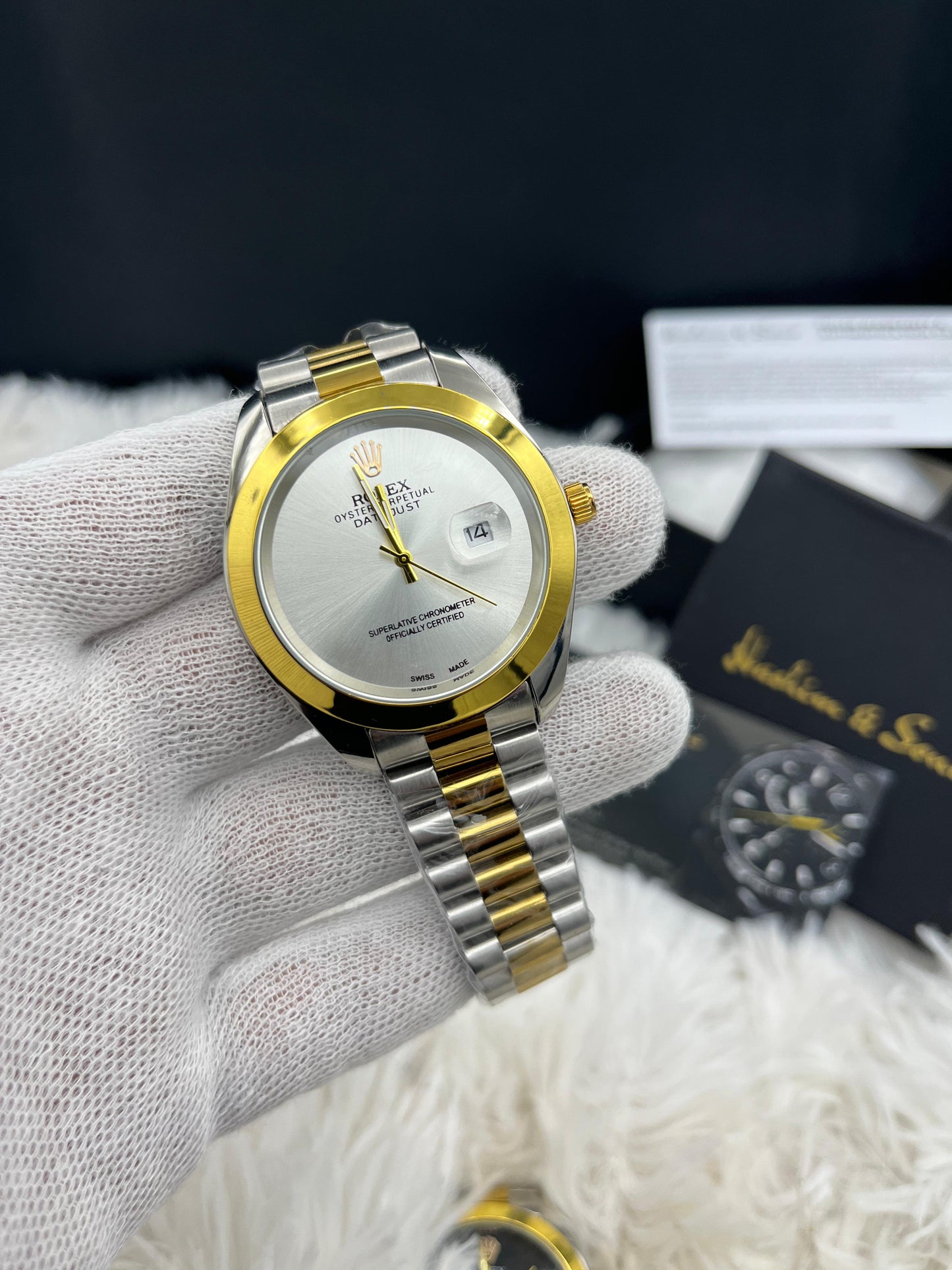 New Plain Dial Watch (Two Tone White)