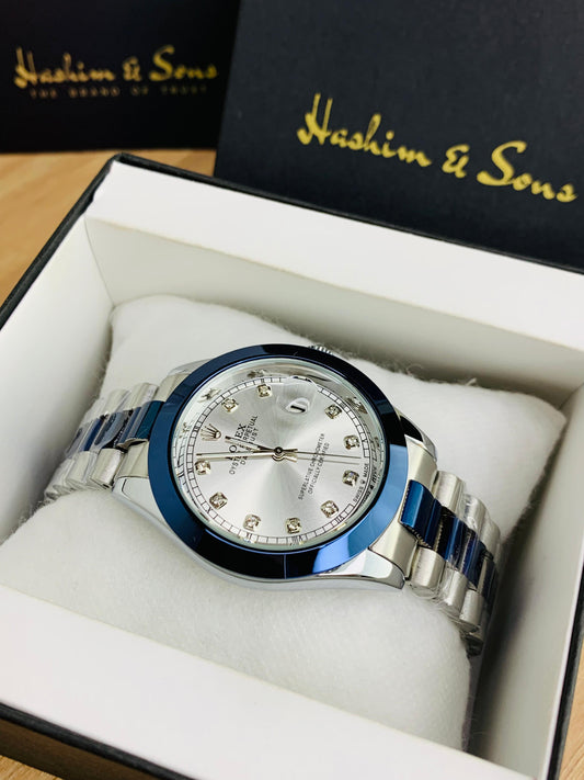 Branded Mens White Stone Model (Blue Two Tone)