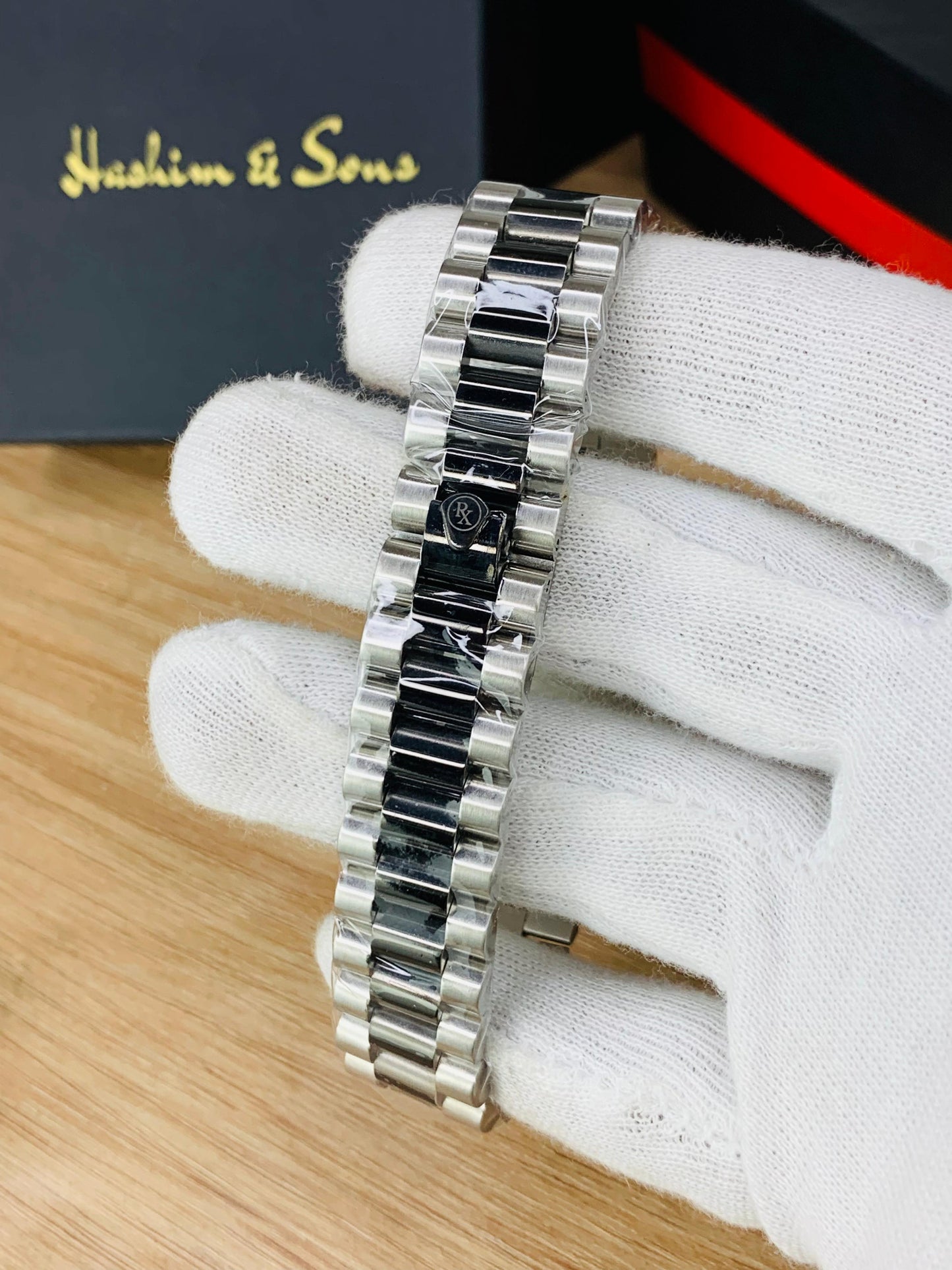 Branded Mens White Stone Model (Two Tone Black)