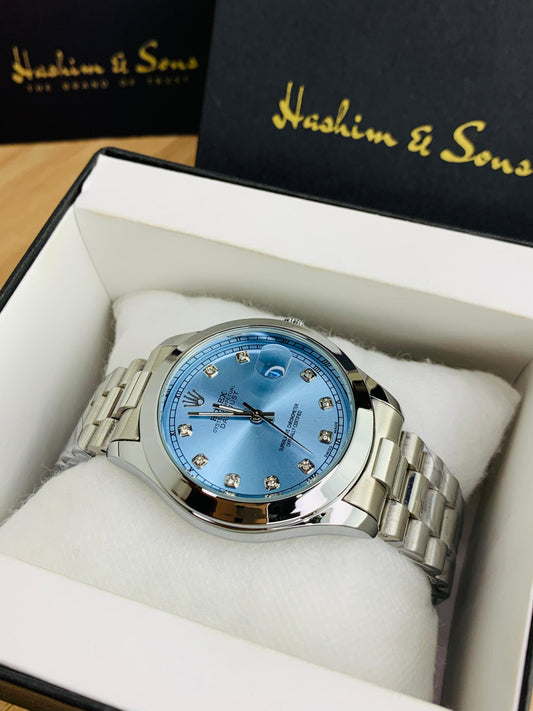 Branded Mens Stone Model (Silver Blue)