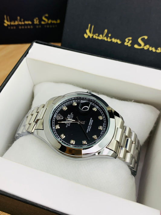 Branded Mens Stone Model (Silver Black)