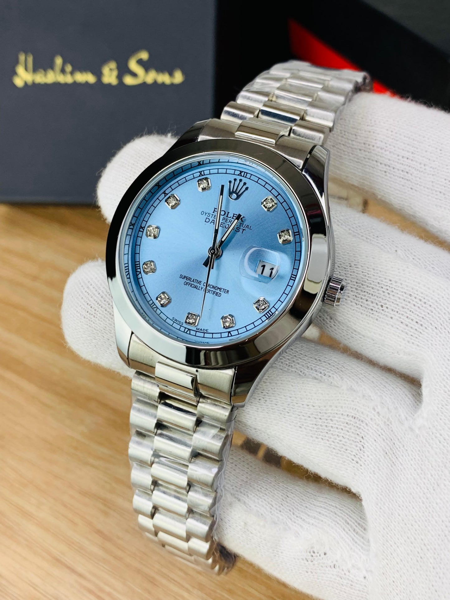 Branded Mens Stone Model (Silver Blue)