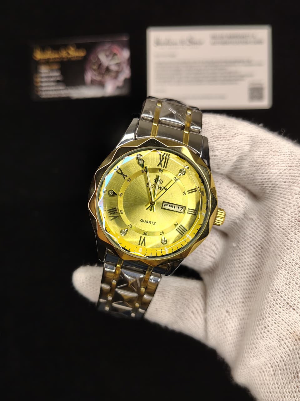 Ceramic Day & Date Watch (Two Tone Golden)