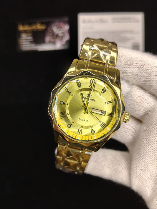 Ceramic Day & Date Watch (Golden)