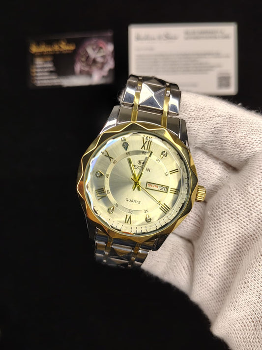 Ceramic Day & Date Watch (Two Tone White)