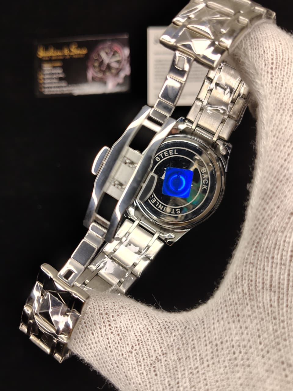 Ceramic Day & Date Watch (Silver)