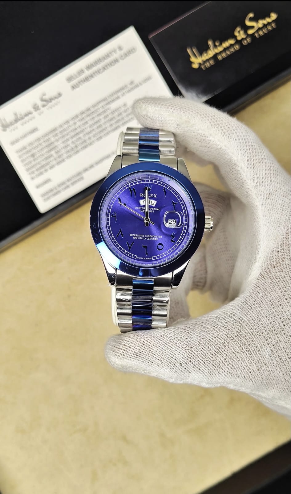 Arabic Day & Date Blue Two Tone Blue New
