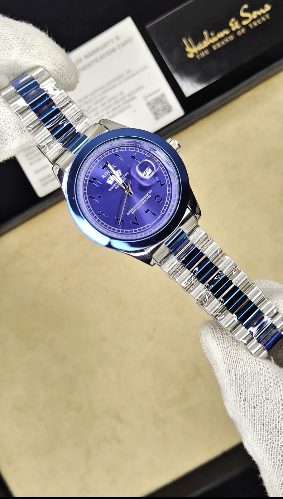 Arabic Day & Date Blue Two Tone Blue New