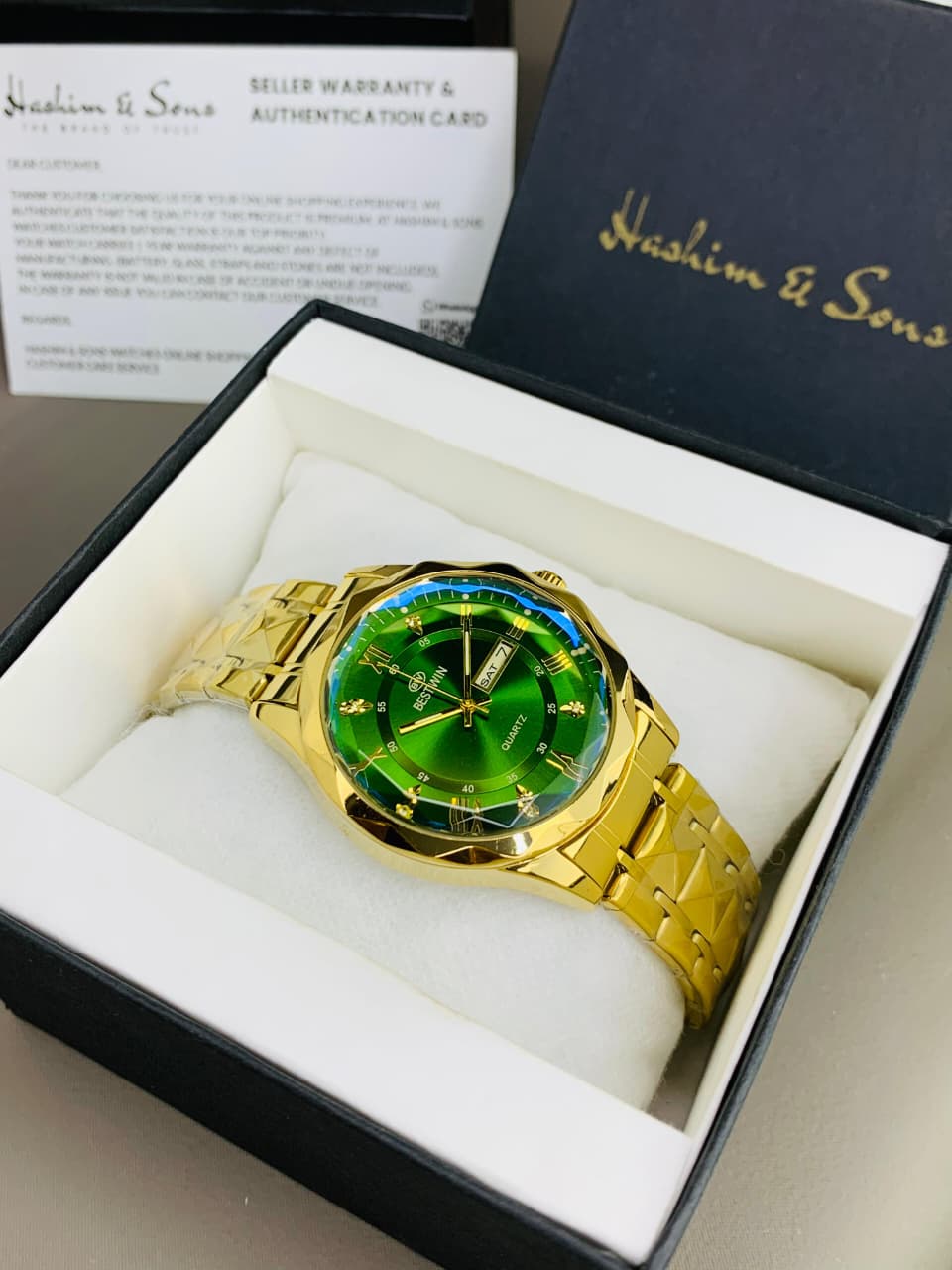 BW Ceramic Day & Date Watch (Golden Green)
