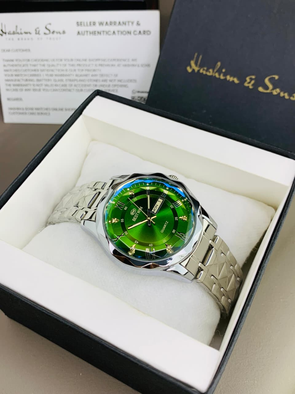 BW Ceramic Day & Date Watch (Silver Green)