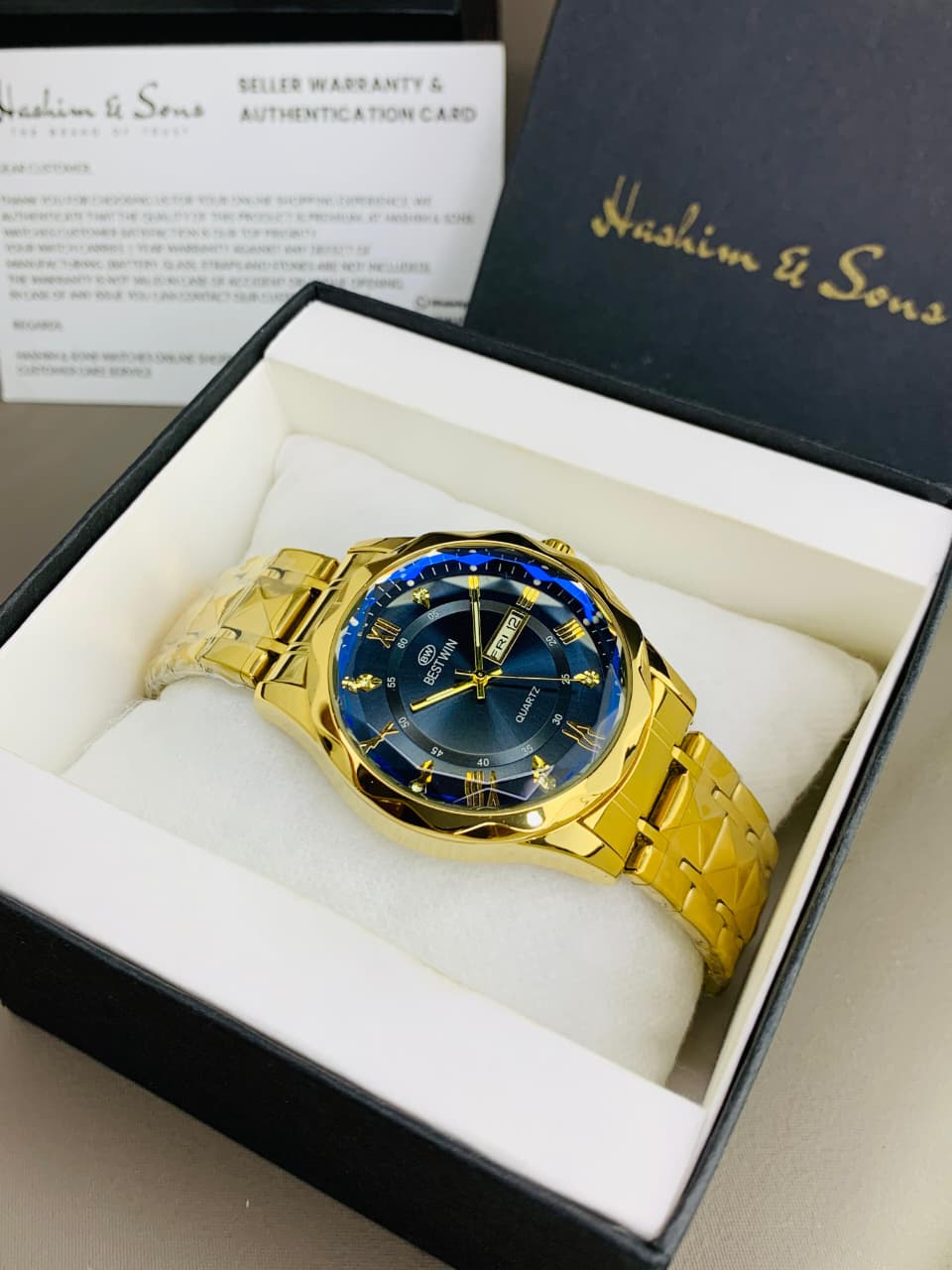 BW Ceramic Day & Date Watch (Golden Blue)