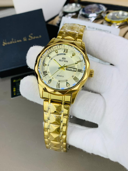 BW Ceramic Day & Date Watch (Golden Silver)