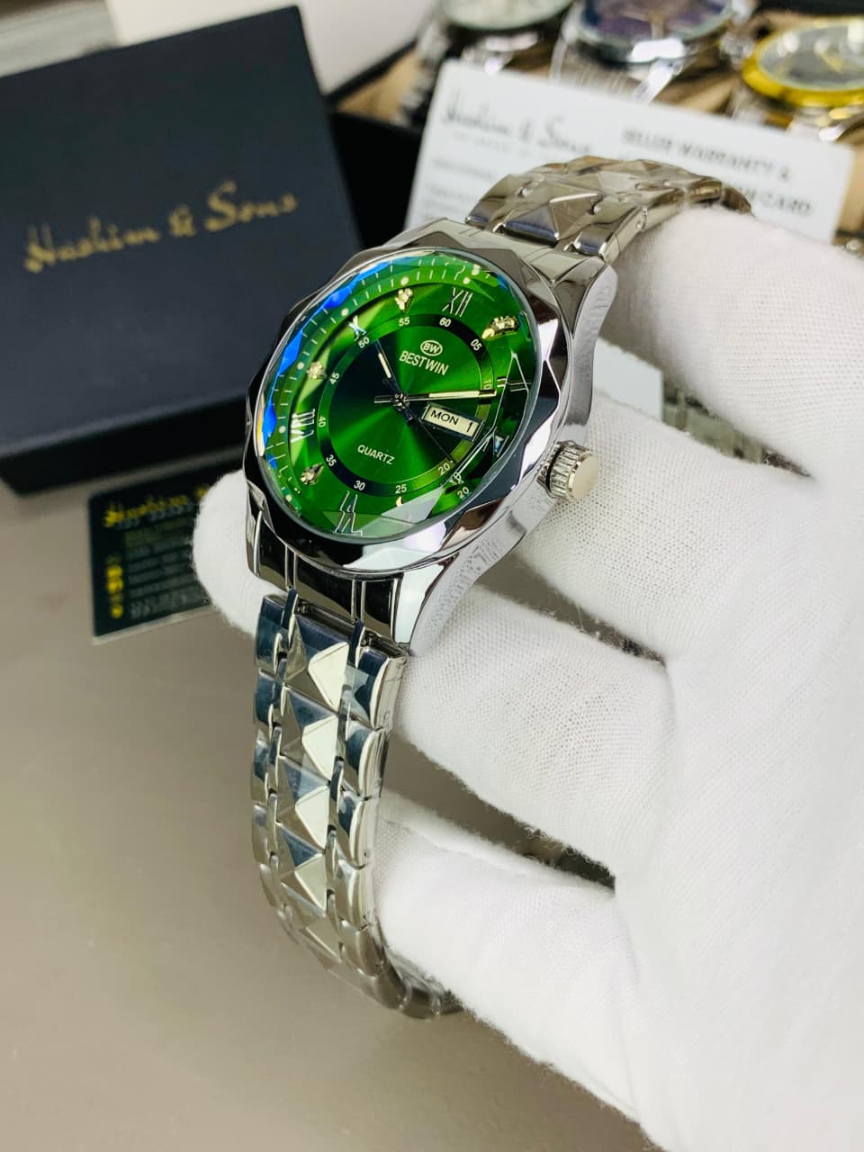 BW Ceramic Day & Date Watch (Silver Green)