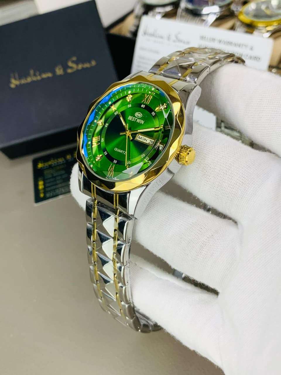 BW Ceramic Day & Date Watch (Two Tone Green)