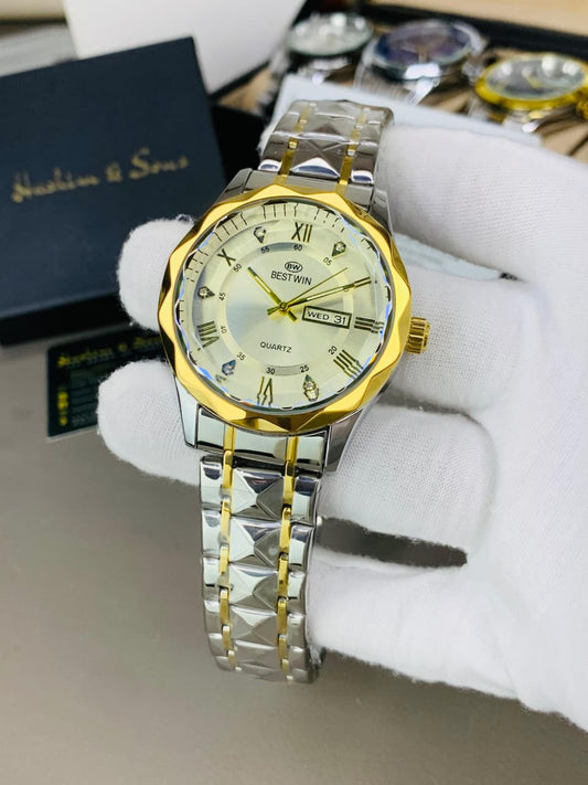 BW Ceramic Day & Date Watch (Two Tone White)