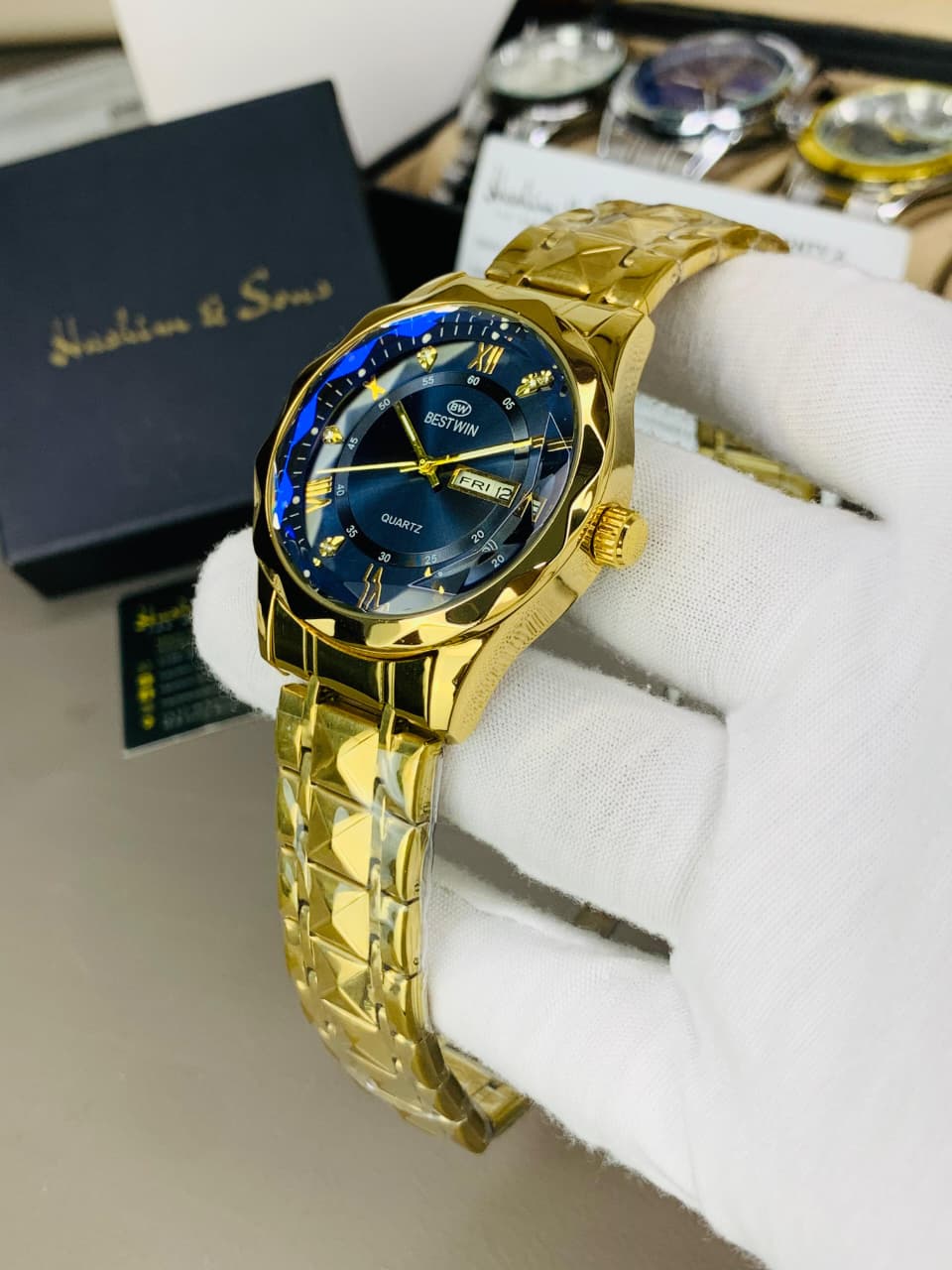 BW Ceramic Day & Date Watch (Golden Blue)