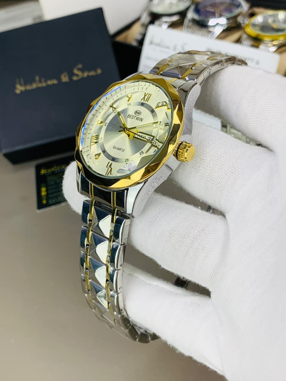 BW Ceramic Day & Date Watch (Two Tone White)