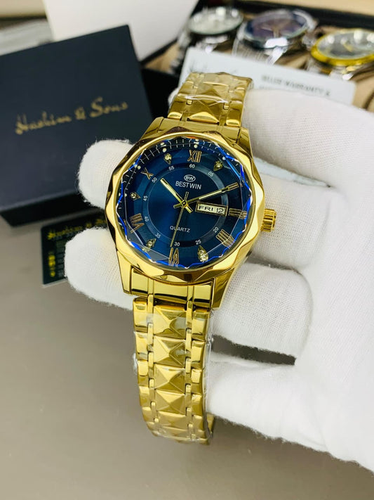 BW Ceramic Day & Date Watch (Golden Blue)