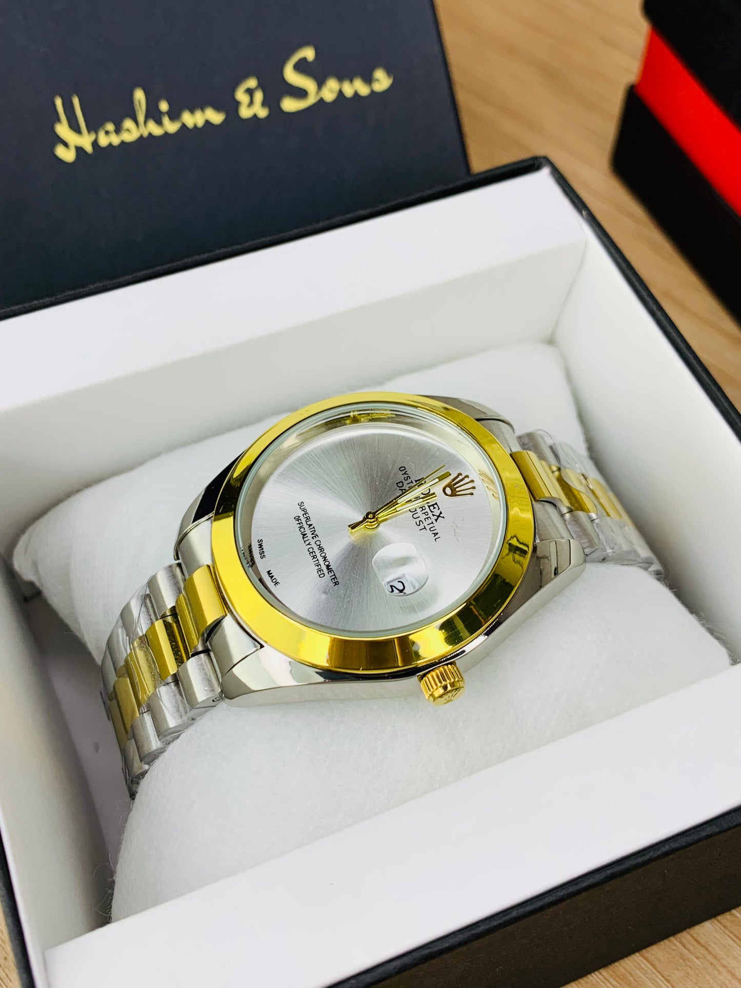 New Plain Dial Watch (Two Tone White)
