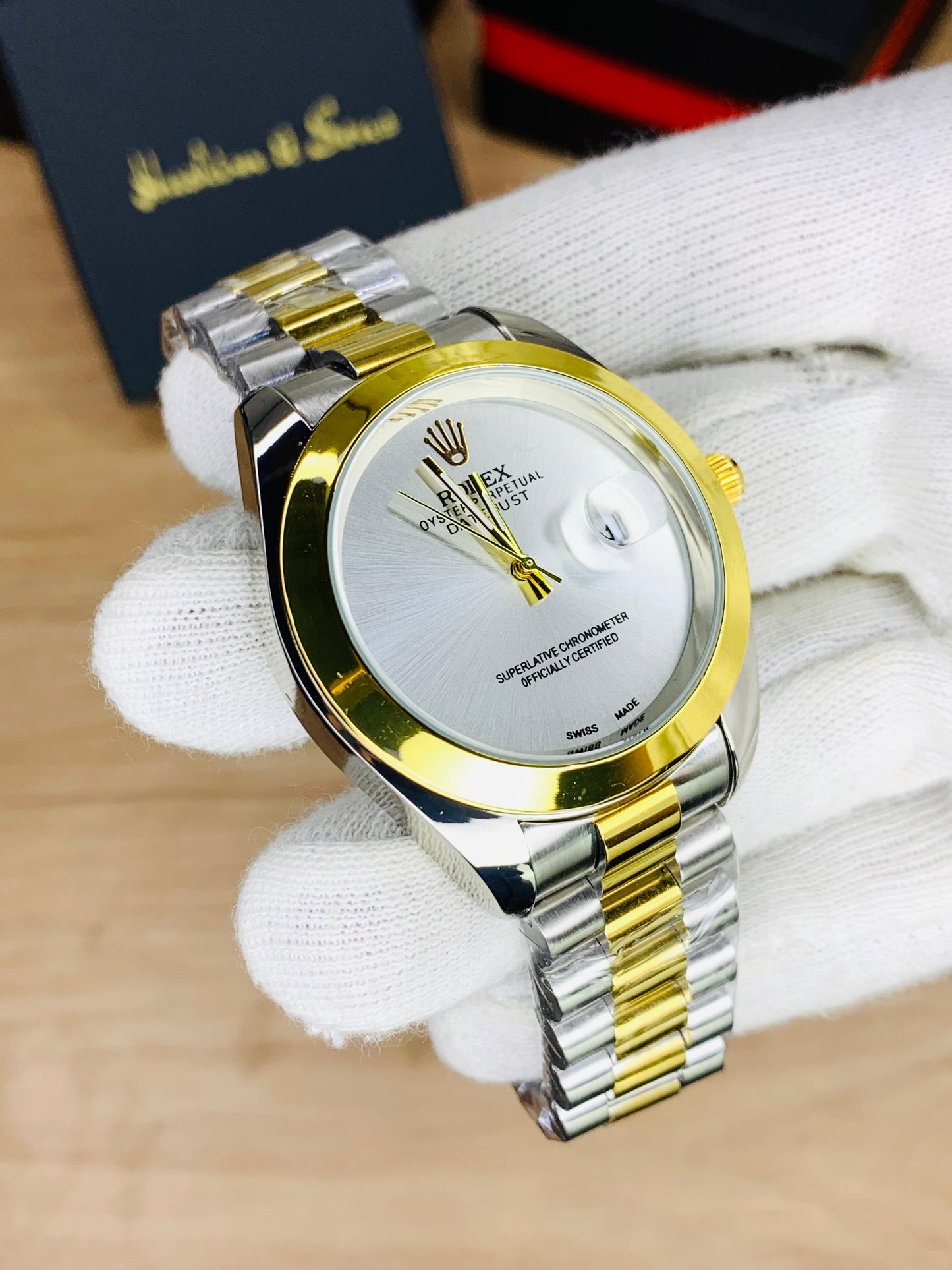 New Plain Dial Watch (Two Tone White)